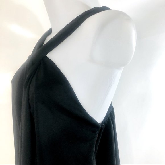 Suzanne Betro Division D Black Tie Collar Sleeveless Shift Midi Dress Size L - Picture 5 of 9